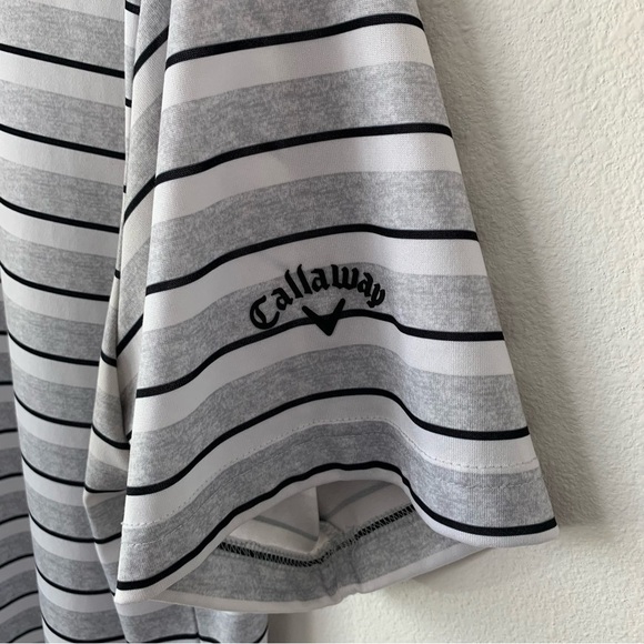 Callaway Opti Dri Golf Polo Shirt Mens XL Gray stripe Spellout logo Wicking - Picture 4 of 9